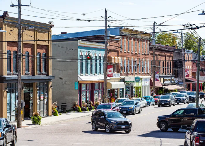 View of downtown Madoc's business area looking South down Durham Street