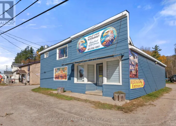 Front facade of the Eagles Nest Restaurant in Bancroft