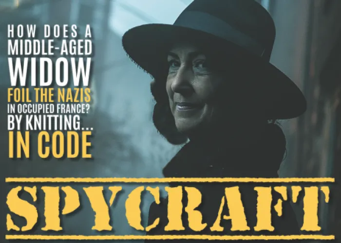 Spycraft Poster. A women stands in a dark alley, while wearing dark clothing.