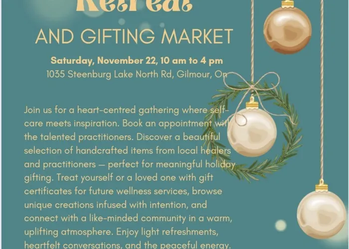 text details of the event with christmas ornament images