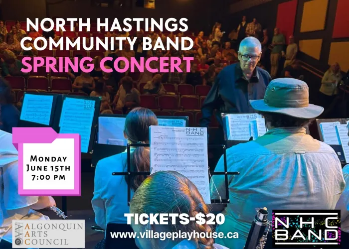 Event details, musicians, sheet music, conductor, audience in background