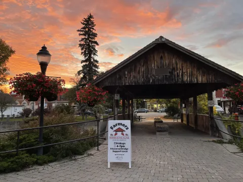 Market in the Square with Farmers market sign
